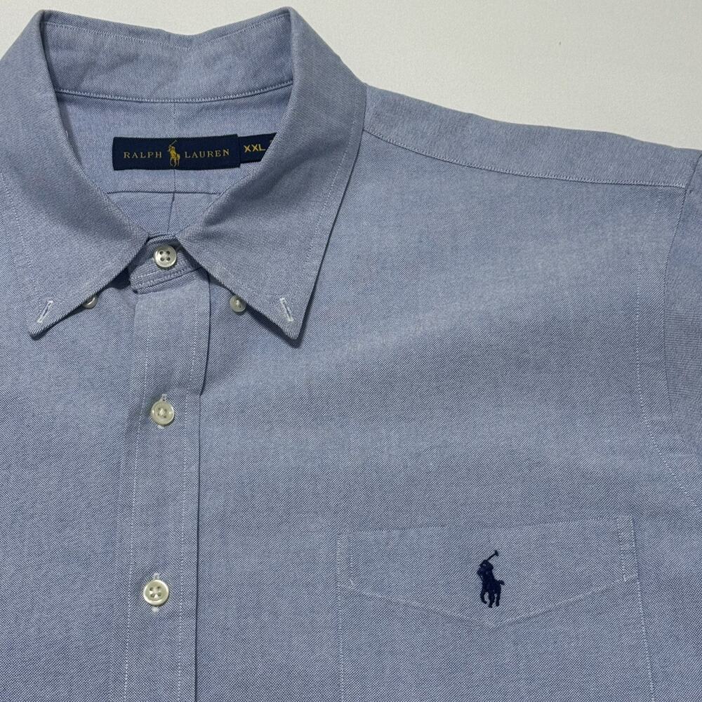 Polo Ralph Lauren Button Down Short Sleeve Oxford Shirt 2XL Light Blue Preppy